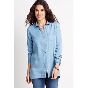 J Jill Chambray Denim Snap Down Shirt